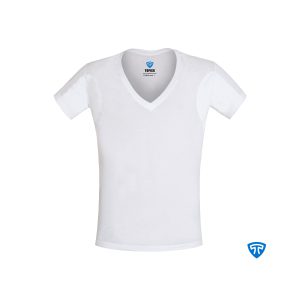 زیرپوش ضد تعریق یقه هفت باز مردانه سفید تاپیک