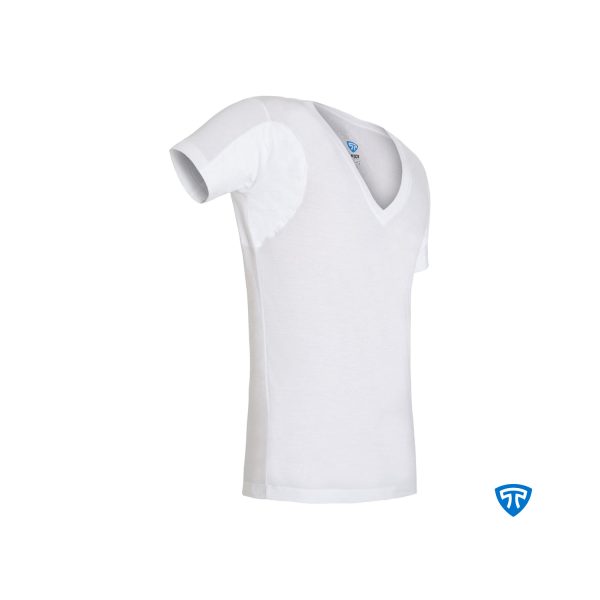 زیرپوش ضد تعریق یقه هفت باز مردانه سفید - Image 4