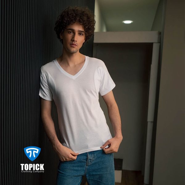 زیرپوش ضد تعریق یقه هفت باز مردانه سفید - Image 6