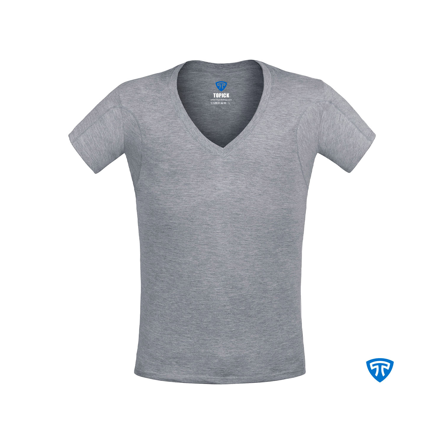 زیرپوش ضد تعریق یقه هفت باز مردانه ملانژ تاپیک