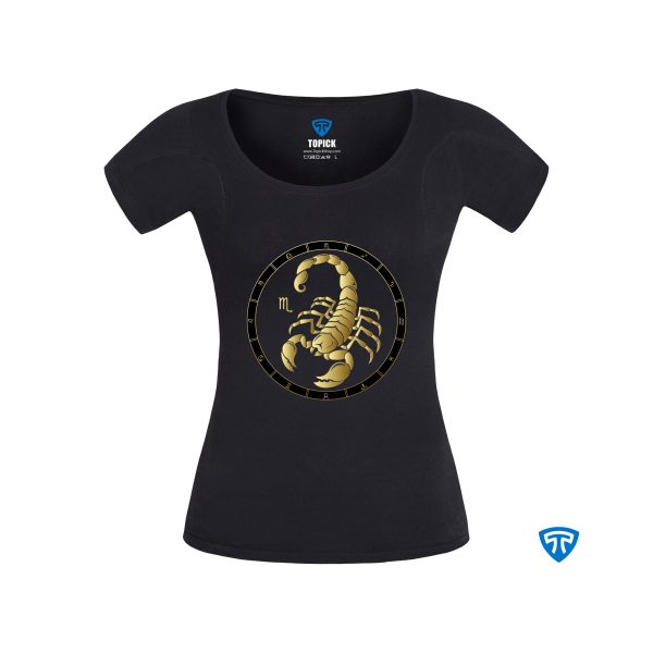 تیشرت ضدتعریق زنانه مشکی نماد متولدین آبان ماه