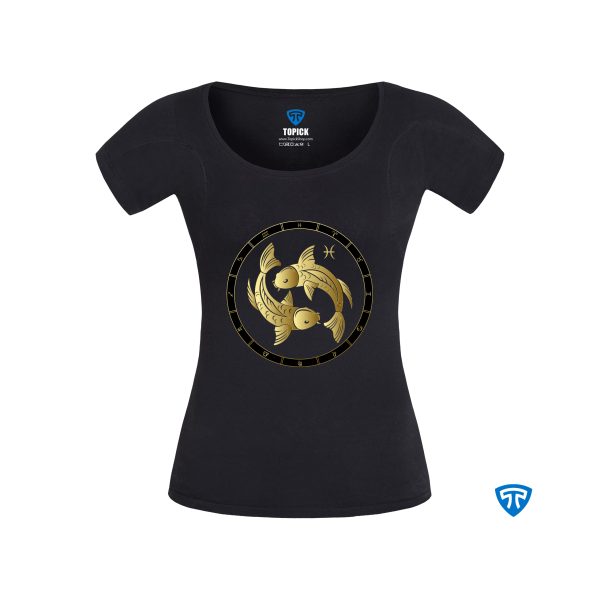 تیشرت ضدتعریق زنانه مشکی نماد متولدین اسفند ماه