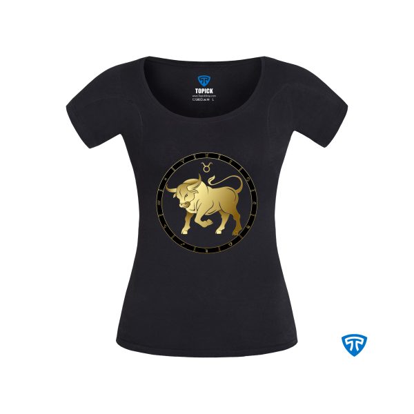 تیشرت ضدتعریق زنانه مشکی نماد متولدین اردیبهشت ماه