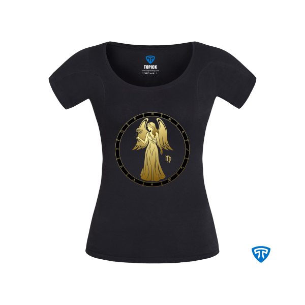 تیشرت ضدتعریق زنانه مشکی نماد متولدین شهریور ماه