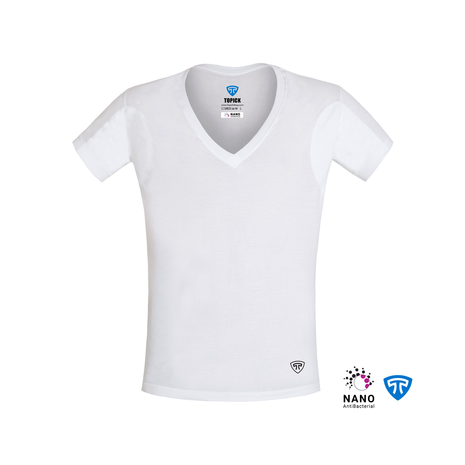 زیرپوش نانو آنتی باکتریال ضد تعریق یقه هفت باز مردانه سفید تاپیک