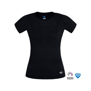 تیشرت نانو آنتی باکتریال ضدتعریق یقه بسته زنانه مشکی تاپیک