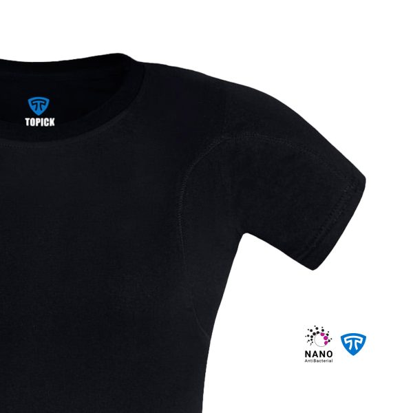 تیشرت نانو آنتی باکتریال ضدتعریق یقه بسته زنانه مشکی - Image 3