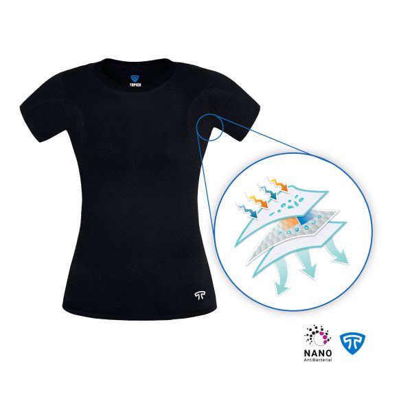 تیشرت نانو آنتی باکتریال ضدتعریق یقه بسته زنانه مشکی - Image 2