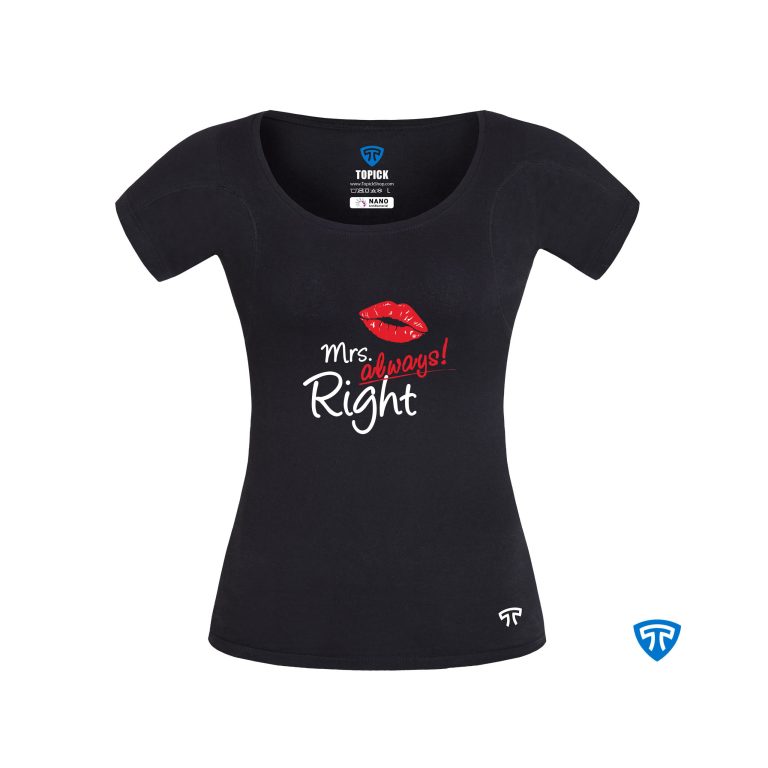تیشرت نانو زنانه مشکی طرح mrs.Right