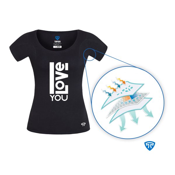تیشرت نانو آنتی باکتریال ضد تعریق زنانه مشکی طرح LOVE - Image 2
