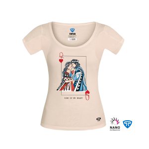 تیشرت_نانو_آنتی_باکتریال_ضدتعریق_مودال_زنانه_کرم_طرح_شاه_و_ملکه
