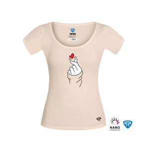 تیشرت_نانو_آنتی_باکتریال_ضدتعریق_مودال_زنانه_کرم_طرح_عشق_کره_ای