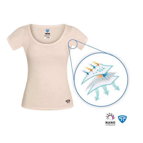 تیشرت ضدتعریق نانو آنتی باکتریال کرم زنانه
