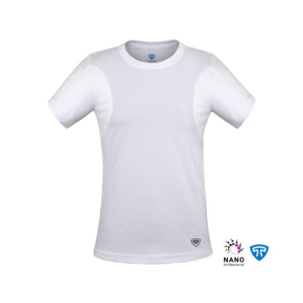 تیشرت نانو آنتی باکتریال ضدتعریق مردانه یقه گرد سفید تاپیک