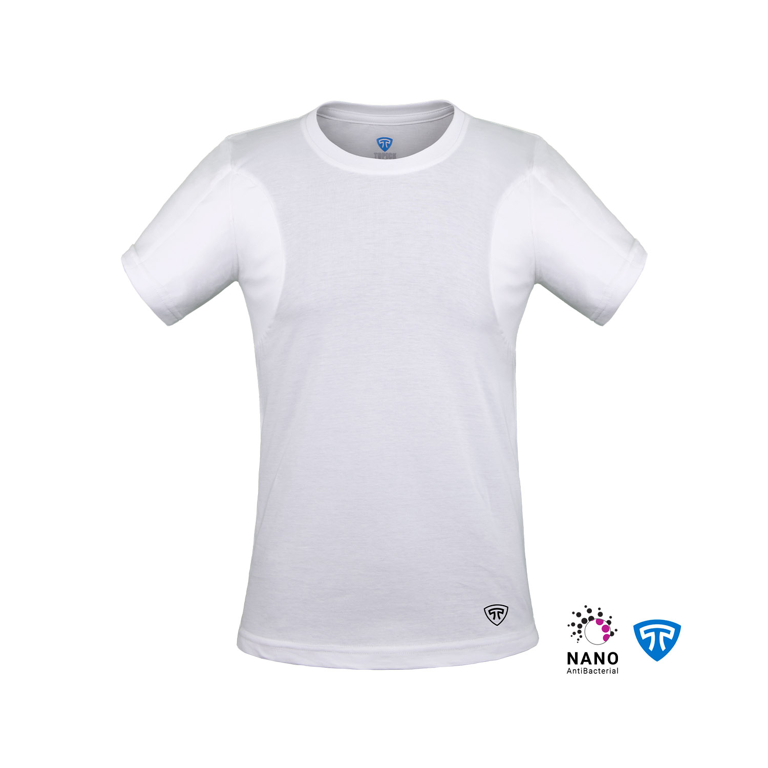 تیشرت نانو آنتی باکتریال ضدتعریق مردانه یقه گرد سفید تاپیک