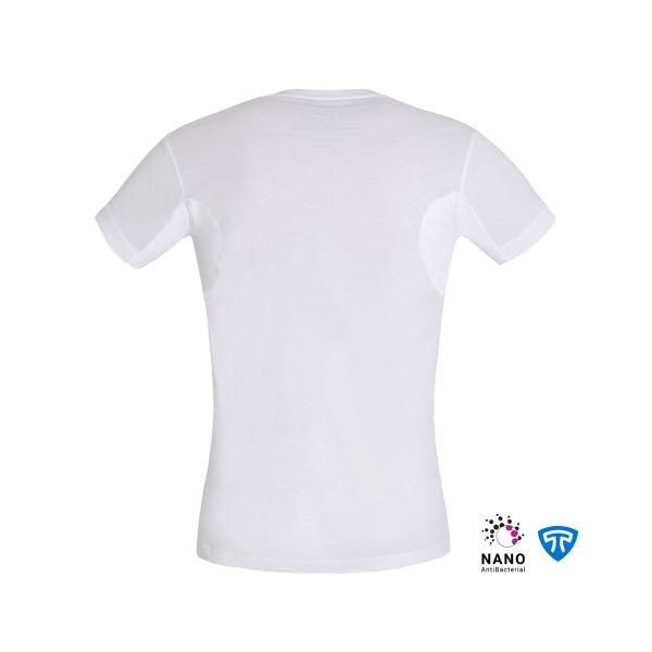 تیشرت نانو آنتی باکتریال ضدتعریق مردانه یقه گرد سفید - Image 4