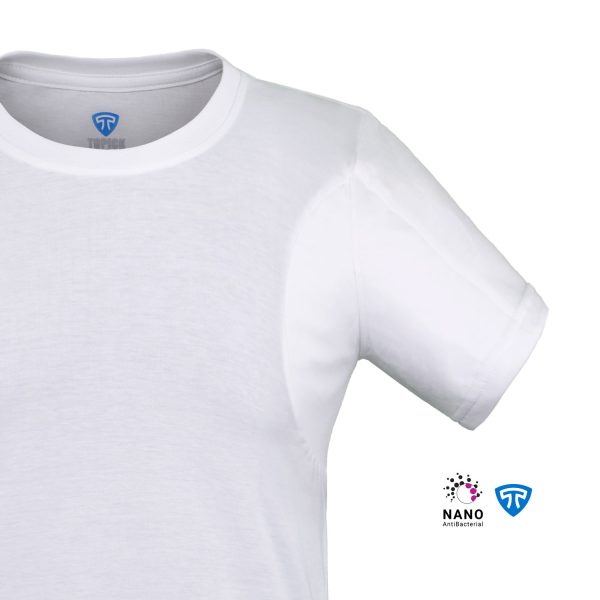 تیشرت نانو آنتی باکتریال ضدتعریق مردانه یقه گرد سفید - Image 3