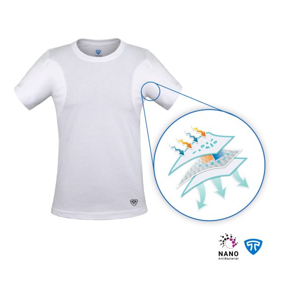 تیشرت نانو آنتی باکتریال ضدتعریق مردانه یقه گرد سفید - Image 2
