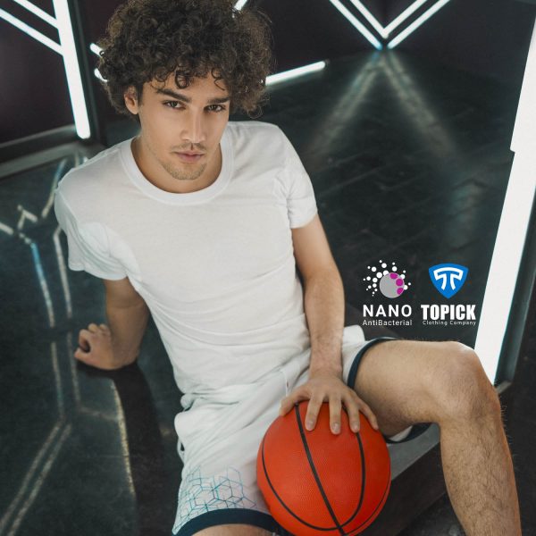 تیشرت نانو آنتی باکتریال ضدتعریق مردانه یقه گرد سفید تاپیک