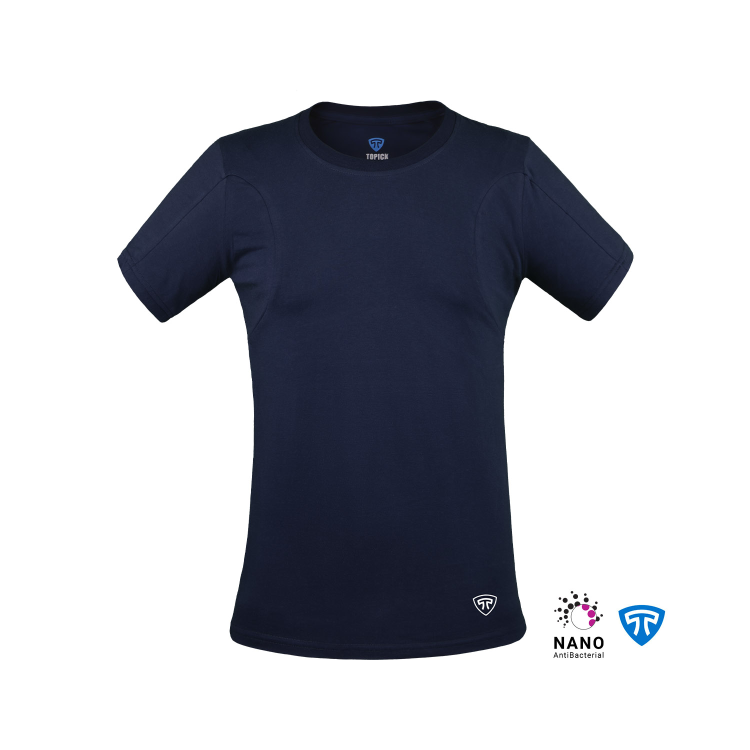 تیشرت نانو آنتی باکتریال ضدتعریق مردانه یقه گرد سورمه ای تاپیک