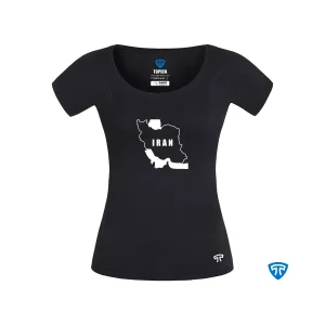 تیشرت ضد تعریق زنانه مشکی طرح ایران من