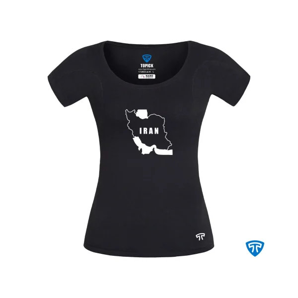 تیشرت ضد تعریق زنانه مشکی طرح ایران من