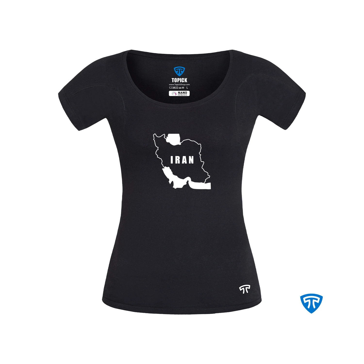 تیشرت ضد تعریق زنانه مشکی طرح ایران من
